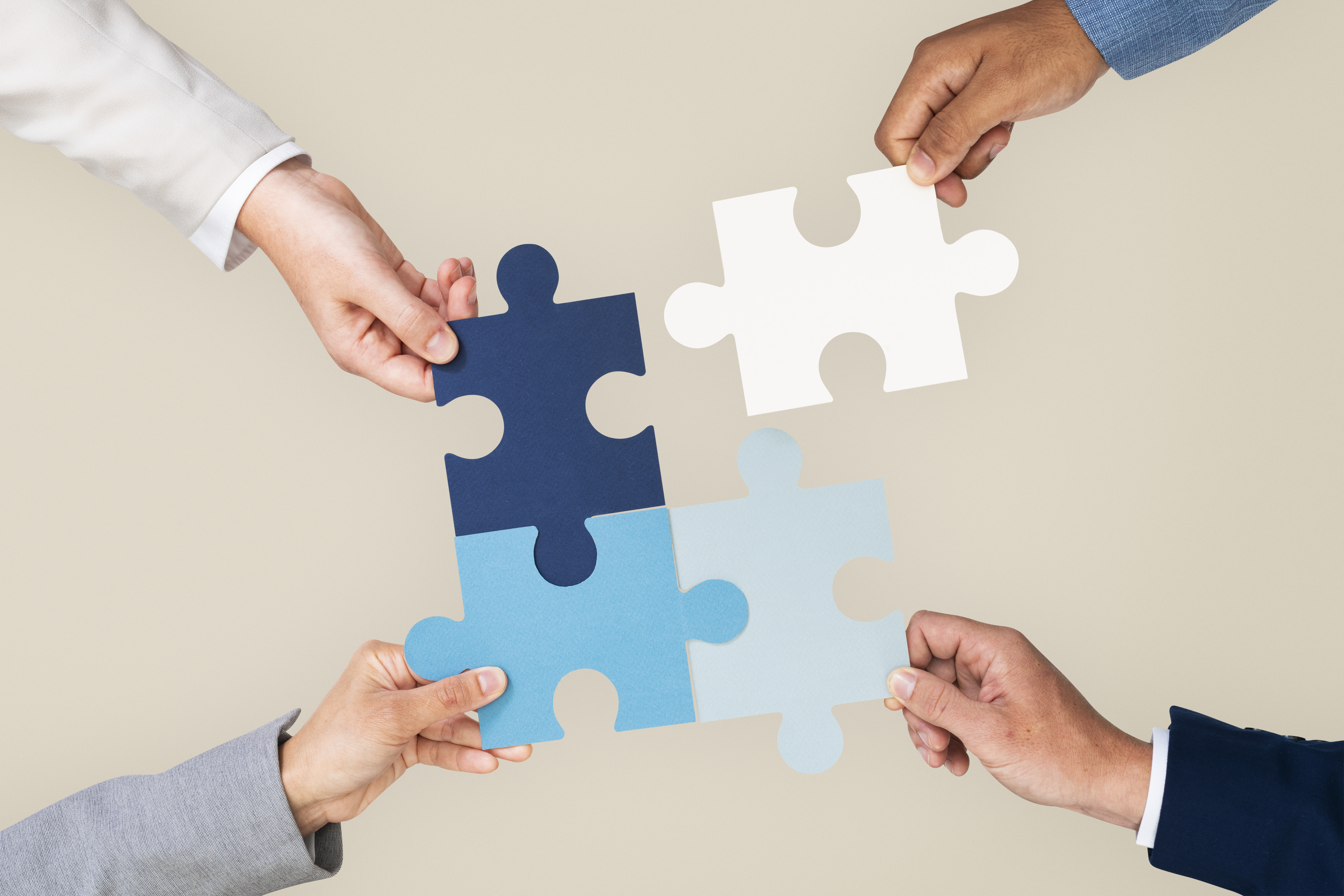 Hands Holding Puzzle Business Problem Solving Concept